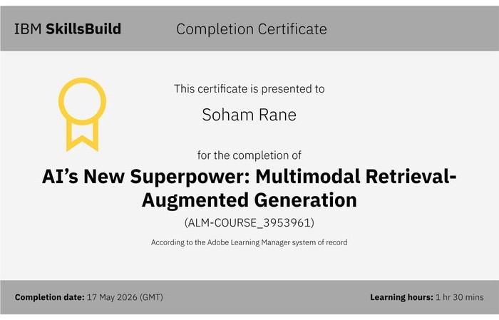 IBM SkillsBuild Multimodal Retrieval-Augmented Generation badge