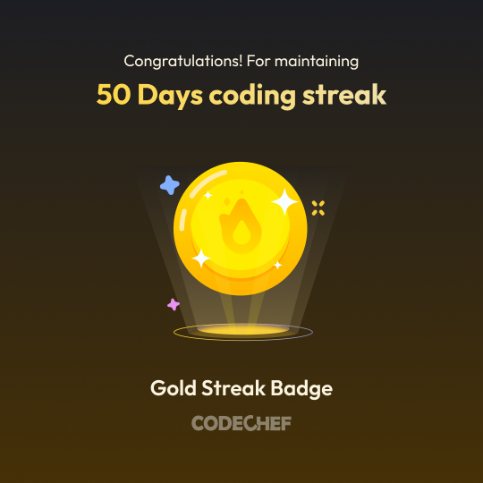 CodeChef 50-day Gold Streak badge