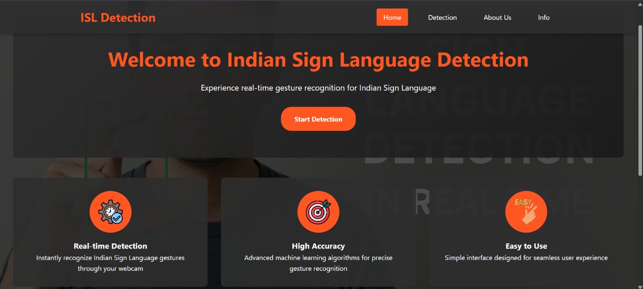 ISL gesture detection project dashboard