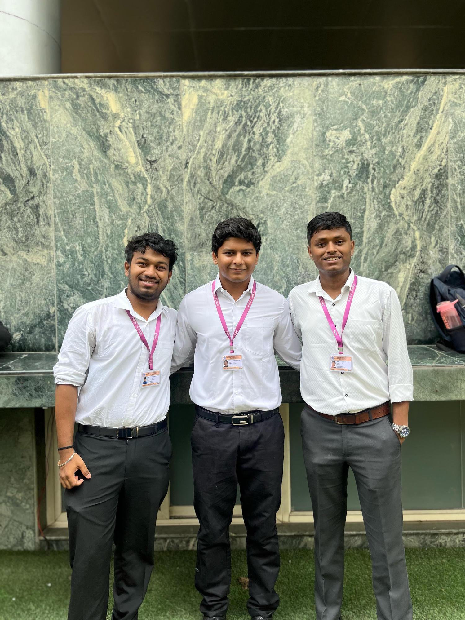 Soham Rane with two project teammates